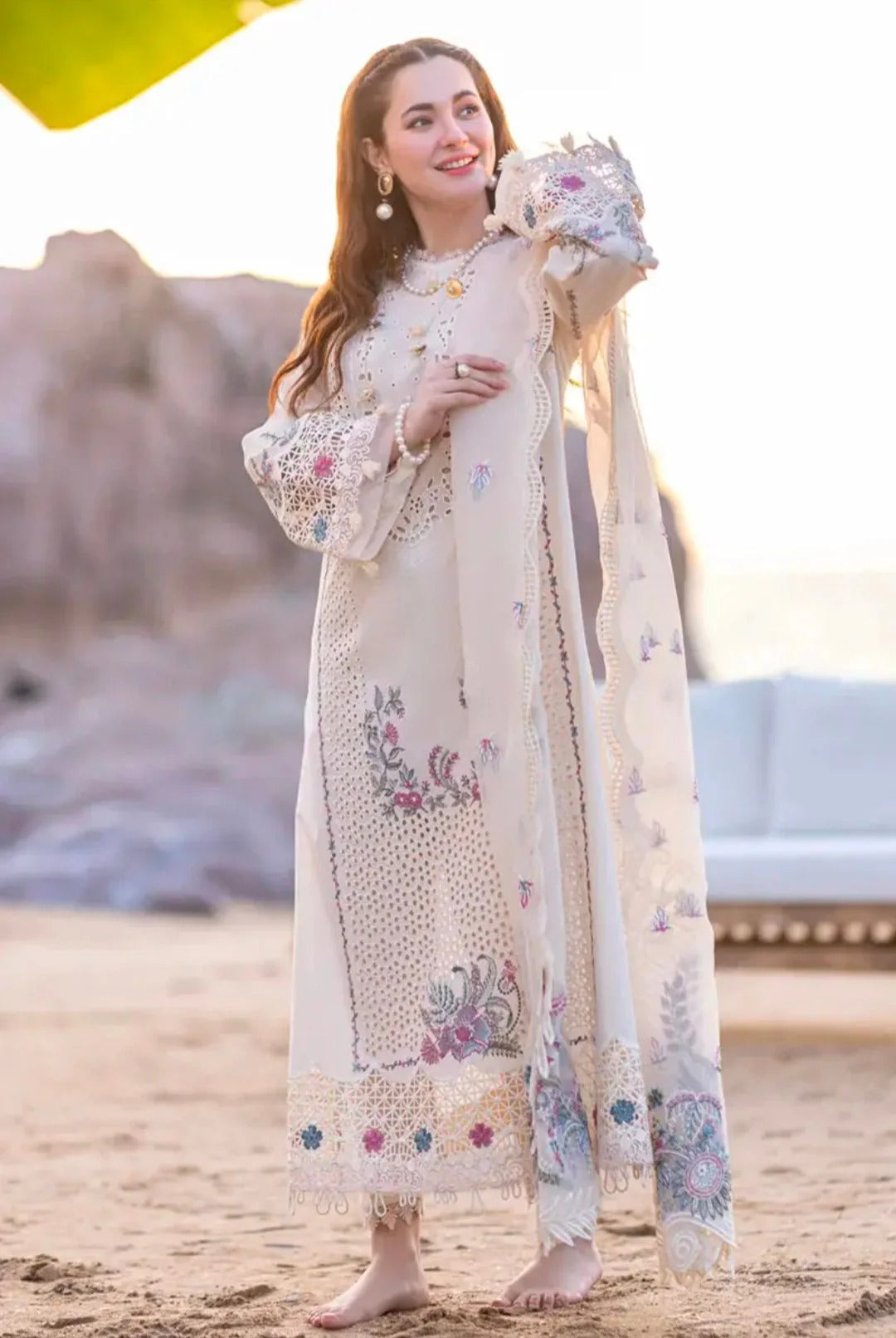 Qalamkar - 3PC Embroidered Lawn with Embroidered Organza Duppta