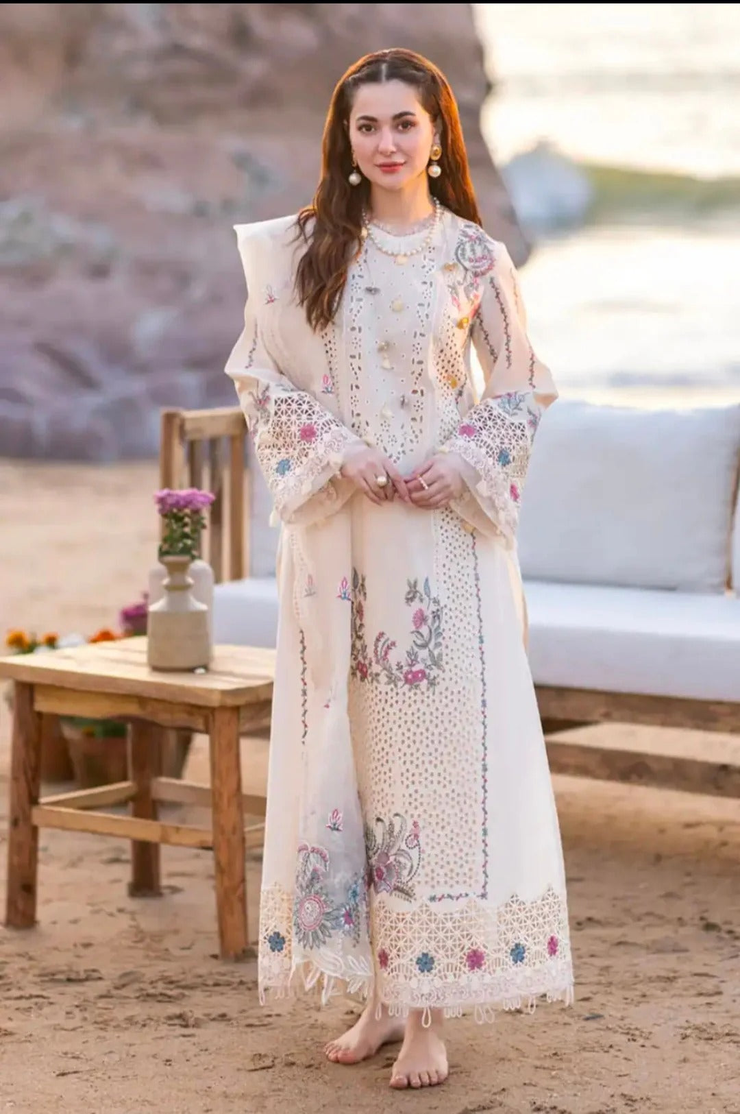 Qalamkar - 3PC Embroidered Lawn with Embroidered Organza Duppta