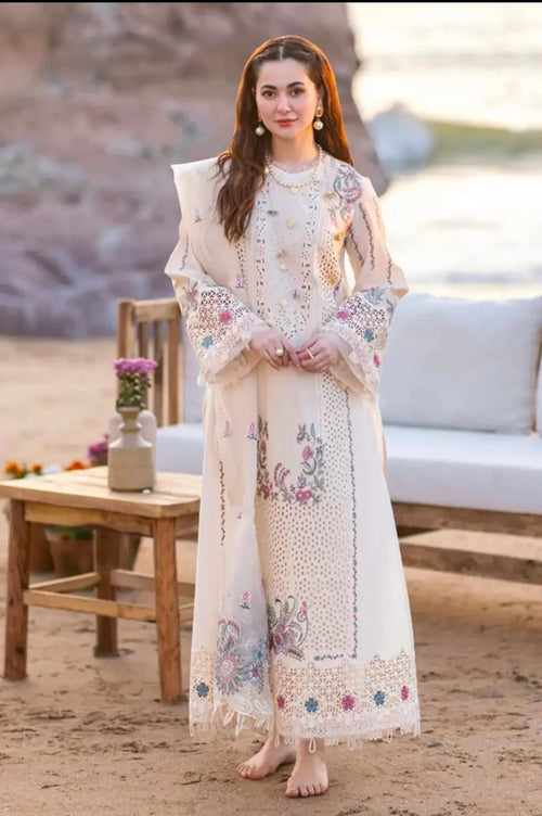 Qalamkar - 3PC Embroidered Lawn with Embroidered Organza Duppta